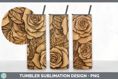Wood Burned Rose Flowers Tumbler | Sublimation 20 oz Skinny Product Image 7