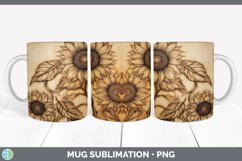 Wood Burned Sunflower Flowers Mug Wrap | Sublimation Coffee Product Image 2
