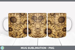 Wood Burned Sunflower Flowers Mug Wrap | Sublimation Coffee Product Image 3