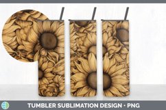Wood Burned Sunflower Flowers Tumbler | Sublimation 20 oz Sk Product Image 3