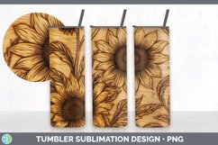Wood Burned Sunflower Flowers Tumbler | Sublimation 20 oz Sk Product Image 4