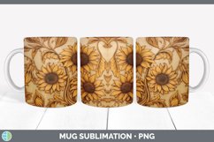 Wood Burned Sunflower Flowers Mug Wrap | Sublimation Coffee Product Image 5