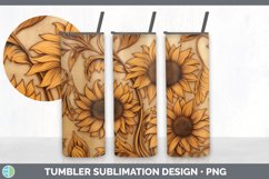 Wood Burned Sunflower Flowers Tumbler | Sublimation 20 oz Sk Product Image 5