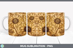 Wood Burned Sunflower Flowers Mug Wrap | Sublimation Coffee Product Image 6