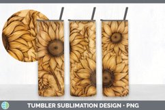 Wood Burned Sunflower Flowers Tumbler | Sublimation 20 oz Sk Product Image 6