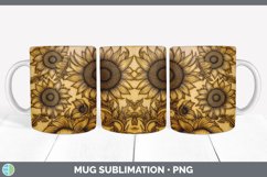 Wood Burned Sunflower Flowers Mug Wrap | Sublimation Coffee Product Image 7