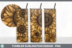 Wood Burned Sunflower Flowers Tumbler | Sublimation 20 oz Sk Product Image 7