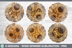 Wood Burned Sunflower Flowers Wind Spinner | Sublimation Spi Product Image 2