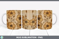 Wood Burned Abutilon Flowers Mug Wrap | Sublimation Coffee C Product Image 1