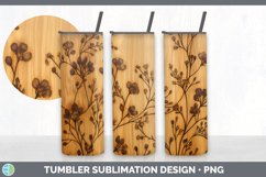 Wood Burned Acacia Flowers Tumbler | Sublimation 20 oz Skinn Product Image 2