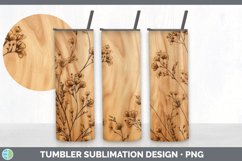 Wood Burned Acacia Flowers Tumbler | Sublimation 20 oz Skinn Product Image 3