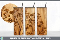 Wood Burned Acacia Flowers Tumbler | Sublimation 20 oz Skinn Product Image 4