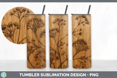 Wood Burned Acacia Flowers Tumbler | Sublimation 20 oz Skinn Product Image 5