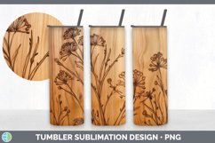 Wood Burned Acacia Flowers Tumbler | Sublimation 20 oz Skinn Product Image 6