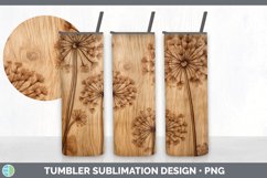 Wood Burned Allium Flowers Tumbler | Sublimation 20 oz Skinn Product Image 4