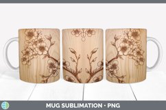 Wood Burned Apple Blossom Flowers Mug Wrap | Sublimation Cof Product Image 3
