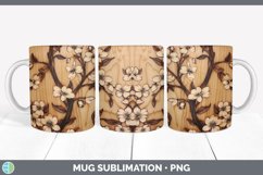 Wood Burned Apple Blossom Flowers Mug Wrap | Sublimation Cof Product Image 4