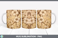 Wood Burned Apple Blossom Flowers Mug Wrap | Sublimation Cof Product Image 7