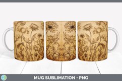 Wood Burned Aster Flowers Mug Wrap | Sublimation Coffee Cup Product Image 4