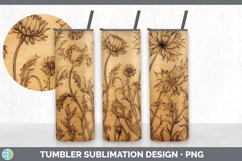 Wood Burned Aster Flowers Tumbler | Sublimation 20 oz Skinny Product Image 4