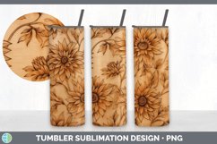 Wood Burned Aster Flowers Tumbler | Sublimation 20 oz Skinny Product Image 6