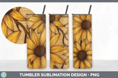 Wood Burned Black-eyed Susan Flowers Tumbler | Sublimation 2 Product Image 2