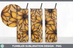Wood Burned Black-eyed Susan Flowers Tumbler | Sublimation 2 Product Image 3