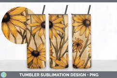 Wood Burned Black-eyed Susan Flowers Tumbler | Sublimation 2 Product Image 4