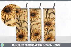 Wood Burned Black-eyed Susan Flowers Tumbler | Sublimation 2 Product Image 5