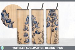 Wood Burned Bluebonnet Flowers Tumbler | Sublimation 20 oz S Product Image 2