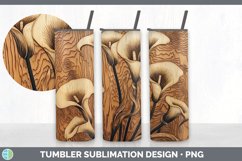Wood Burned Calla Lily Flowers Tumbler | Sublimation 20 oz S Product Image 2