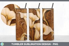 Wood Burned Calla Lily Flowers Tumbler | Sublimation 20 oz S Product Image 3