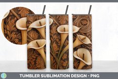 Wood Burned Calla Lily Flowers Tumbler | Sublimation 20 oz S Product Image 7