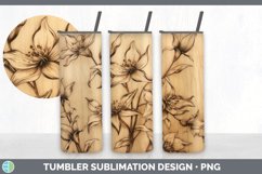 Wood Burned Columbine Flowers Tumbler | Sublimation 20 oz Sk Product Image 2