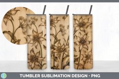 Wood Burned Columbine Flowers Tumbler | Sublimation 20 oz Sk Product Image 3