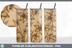 Wood Burned Columbine Flowers Tumbler | Sublimation 20 oz Sk Product Image 4