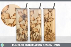 Wood Burned Columbine Flowers Tumbler | Sublimation 20 oz Sk Product Image 5
