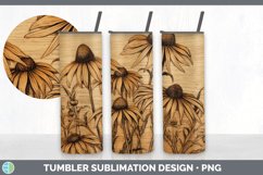Wood Burned Coneflower Flowers Tumbler | Sublimation 20 oz S Product Image 4