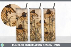 Wood Burned Coneflower Flowers Tumbler | Sublimation 20 oz S Product Image 5