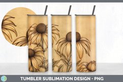 Wood Burned Coneflower Flowers Tumbler | Sublimation 20 oz S Product Image 6