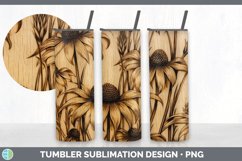 Wood Burned Coneflower Flowers Tumbler | Sublimation 20 oz S Product Image 7