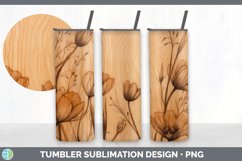Wood Burned Crocus Flowers Tumbler | Sublimation 20 oz Skinn Product Image 4