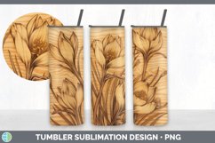 Wood Burned Crocus Flowers Tumbler | Sublimation 20 oz Skinn Product Image 5