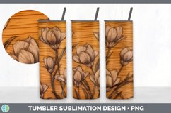 Wood Burned Crocus Flowers Tumbler | Sublimation 20 oz Skinn Product Image 6