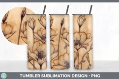 Wood Burned Crocus Flowers Tumbler | Sublimation 20 oz Skinn Product Image 7