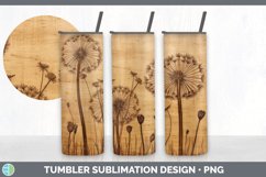 Wood Burned Dandelion Flowers Tumbler | Sublimation 20 oz Sk Product Image 2