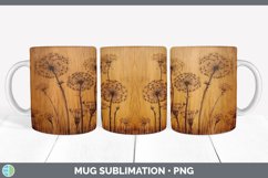 Wood Burned Dandelion Flowers Mug Wrap | Sublimation Coffee Product Image 3