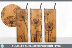 Wood Burned Dandelion Flowers Tumbler | Sublimation 20 oz Sk Product Image 3