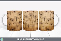 Wood Burned Dandelion Flowers Mug Wrap | Sublimation Coffee Product Image 4