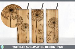 Wood Burned Dandelion Flowers Tumbler | Sublimation 20 oz Sk Product Image 5